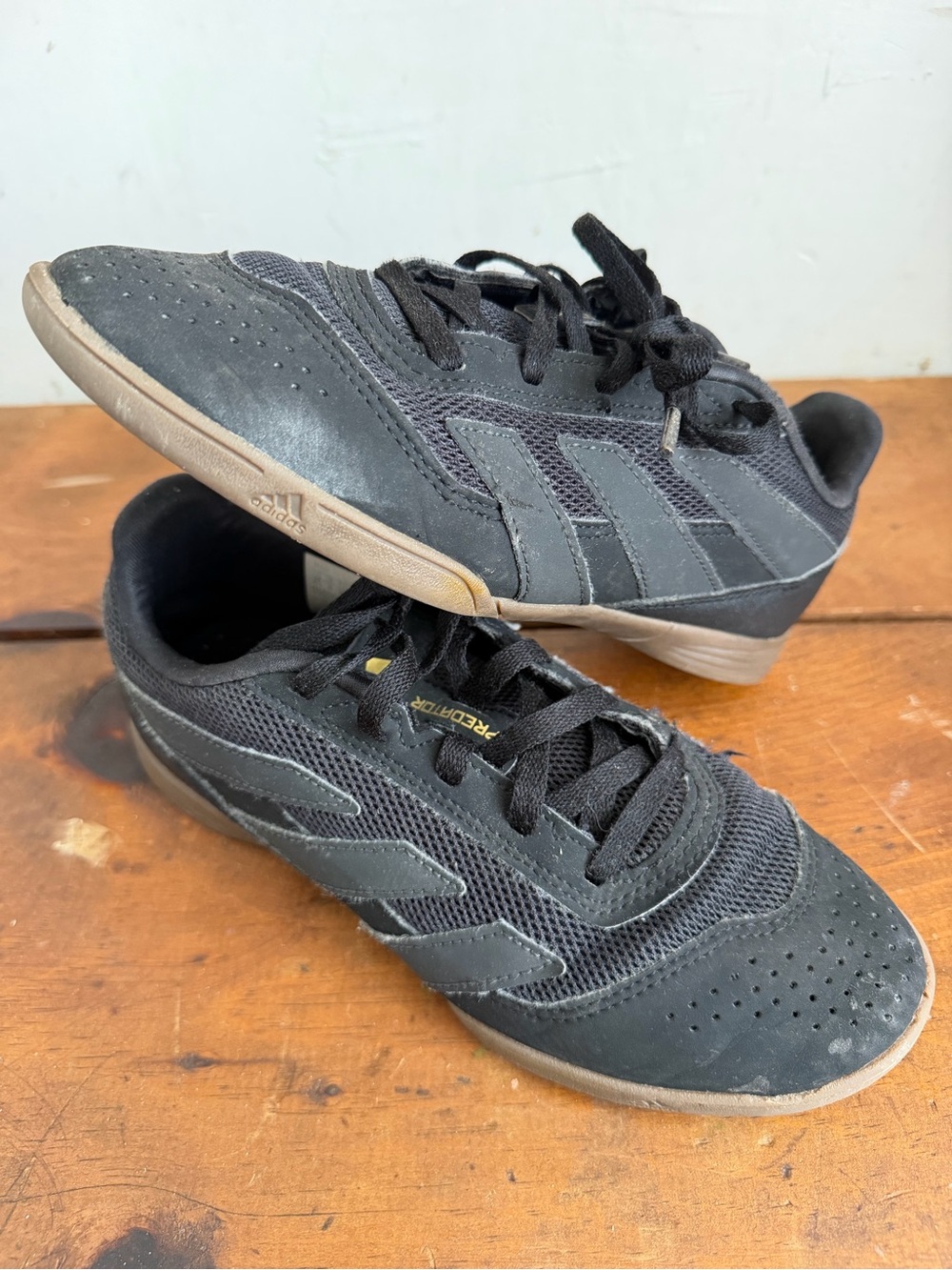 adidas youth predator Black & Tan Indoor Soccer Sneakers